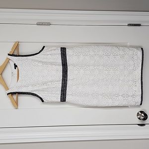 Ann Taylor White Lace Black Trim Dress 10P